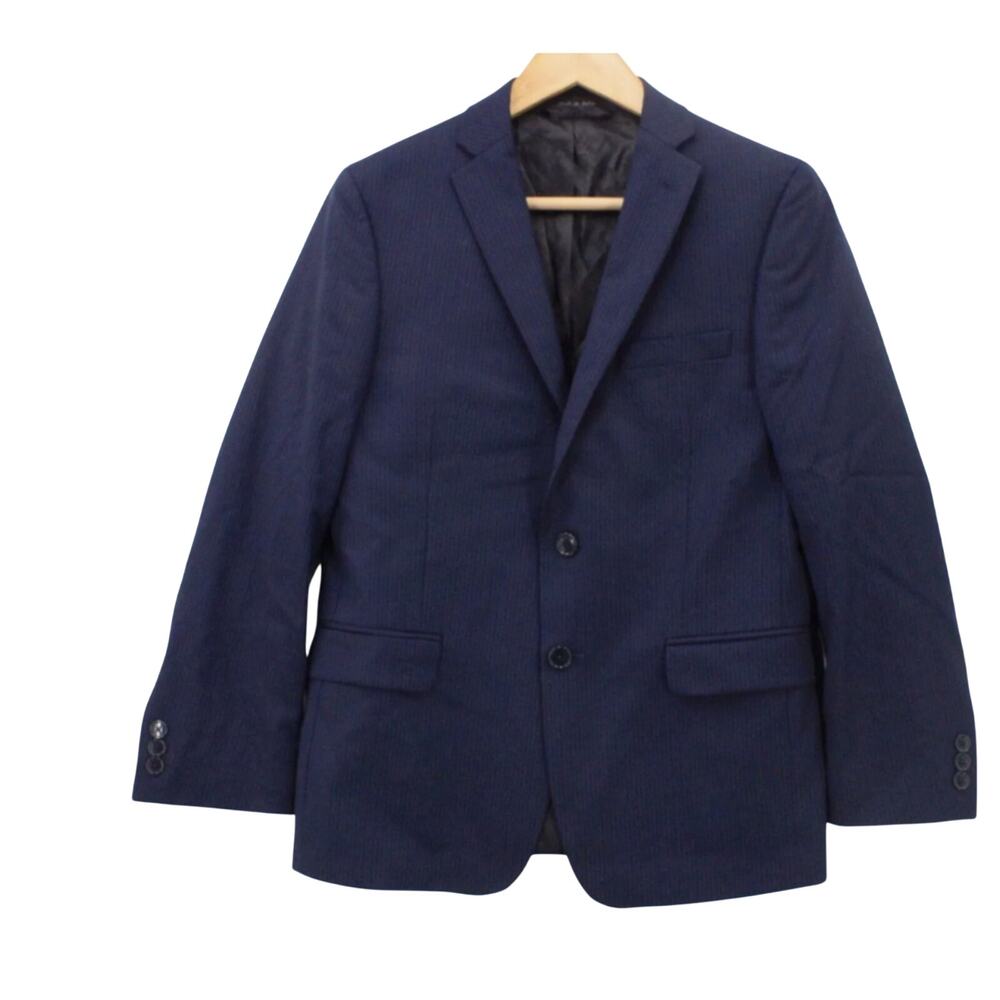 Hart Schaffner Marx Wool Blazer Jacket Kid Boy Navy Blue striped Lined Size 14